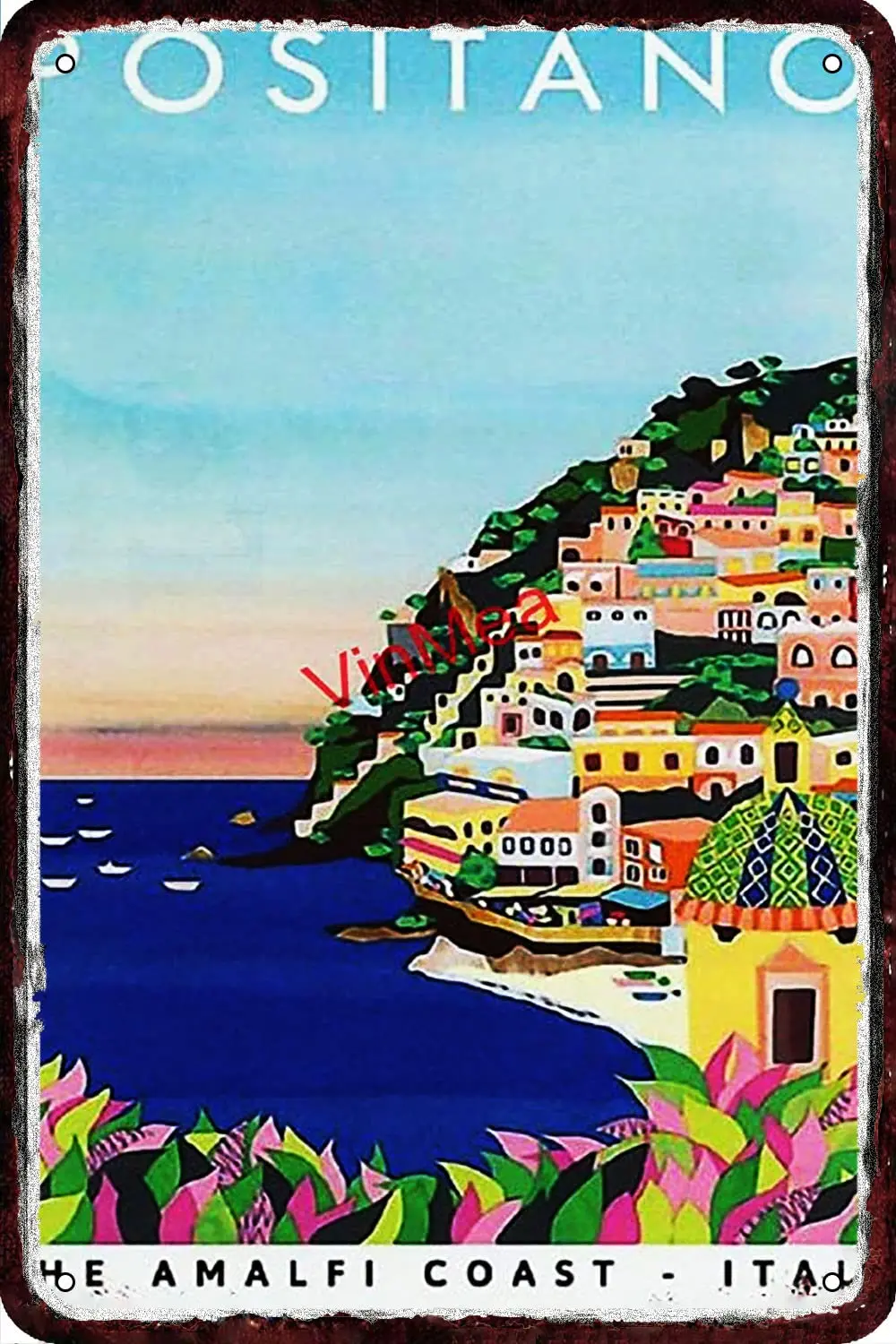  Positano Vintage Metal tin Sign Metal Wall Decor Retro Art Tin Sign Look  Decorations for Home Kitchen Garage Bathroom Farm Gar