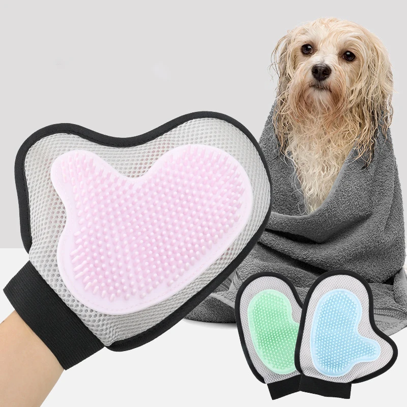 

Softy Silicone Pet Hair Remover Glove for Cats Dogs Comfortable Breathable Bathing Grooming Dog Massage Gloves Grooming Perros