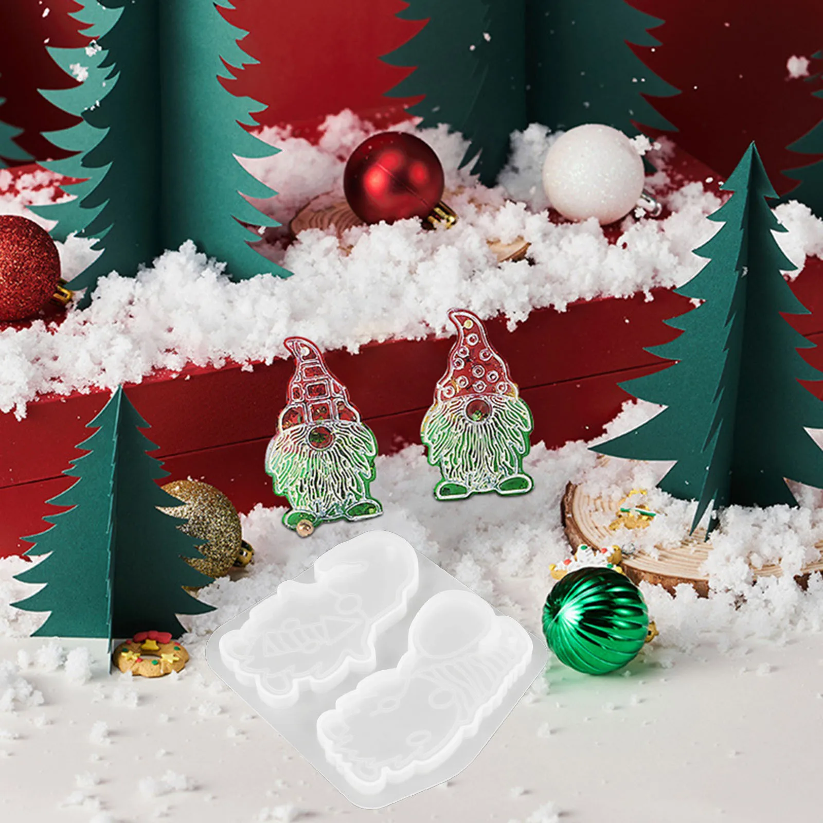 

5Pcs DIY Gnome Shaped Mold Silicone Epoxy Resin Mold for Christmas Pendant Crafts Xmas Decorative Element Supplies