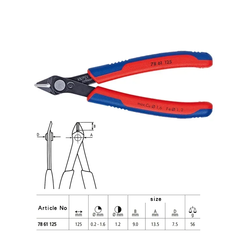 KNIPEX 7861125 Precision Electronic Shearing Plier Comfort Grip Mini Plier Wire Cutter Sharp Cutting Edge