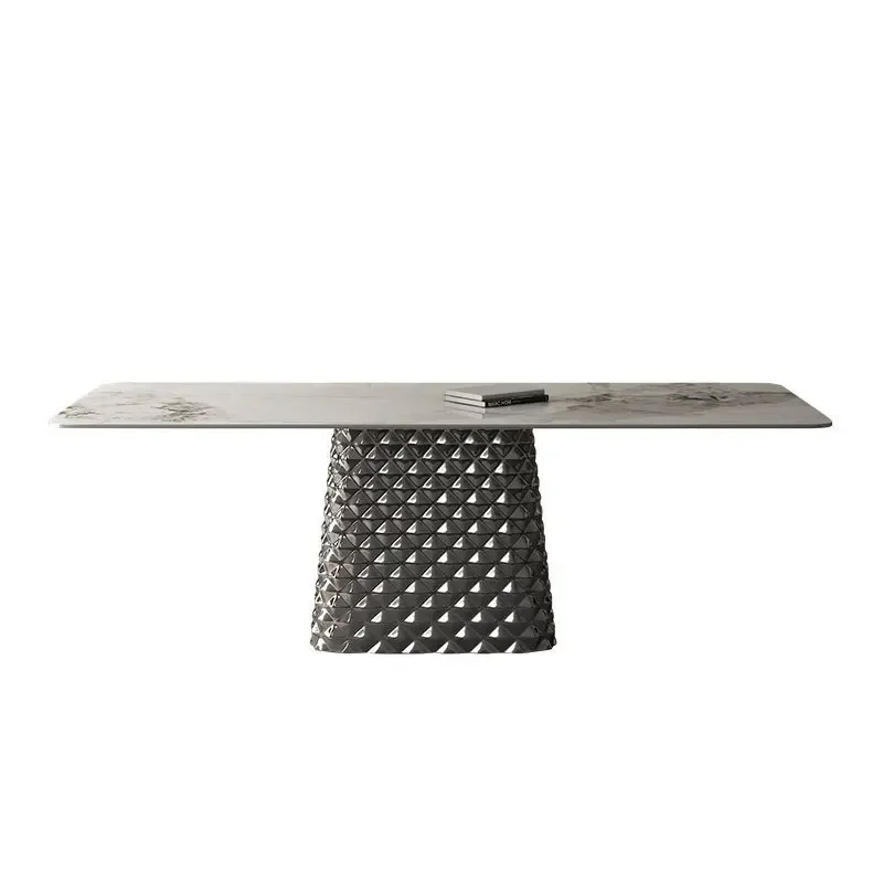 

Dining table and chairs modern simple Italian household small apartment stainless steel high-end