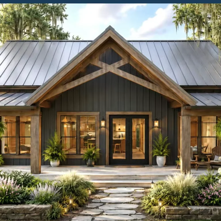 Light Steel  Barn House with Front Porch Custom Steel Structure Barn Home for Residential Farm Living