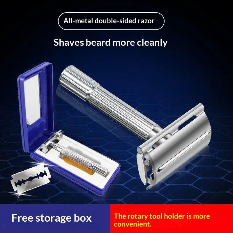 Unisex Doppelklingen-Sicherheitsrasierer-Set Professionelles Friseur-Styling-Zubehör Mit Eleganter Box Halterung Klinge Inklusive – Detail 1