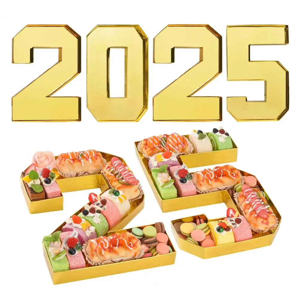 Caja de tablero de charcutería 2025, caja de números de charcutería de graduación, 10 bandejas rellenables para suministros de fiesta de graduación, Chocolate para la universidad