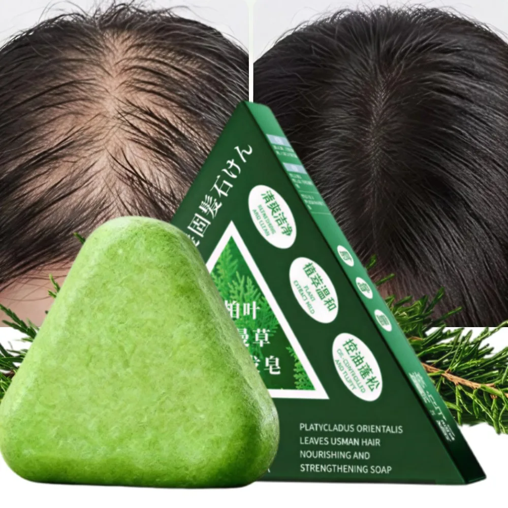 Champú Sólido Artesanal de Hierba Usman y Platycladus para el Crecimiento del Cabello, Calmante para el Cuero Cabelludo y Control de Grasa, Cuidado Fortalecedor del Cabello
