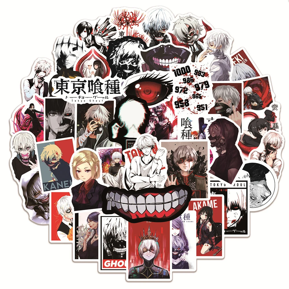 10/30/50pcs Anime Kaneki Ken Tokyo Ghoul Stickers Cool Graffiti Sticker Decorative Motorcycle Skateboard Phone Catyoon Decal Toy