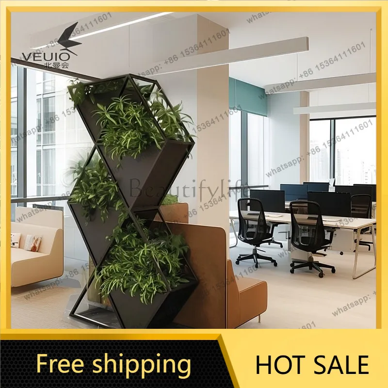 Partition screen box wrought iron flower box aisle green plant creative flower stand customization