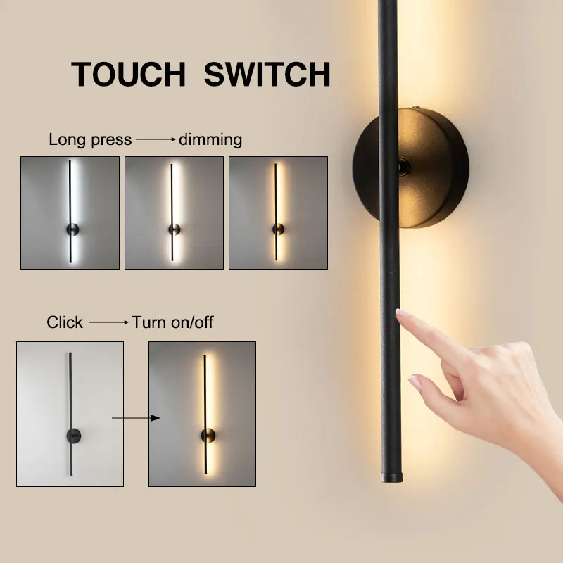 Indoor Touch Switch Dimmable LED Wall Lamps for Corridor Aisle AC85-265V Interior LED Wall Lights Wall Sconce for Bedroom Home