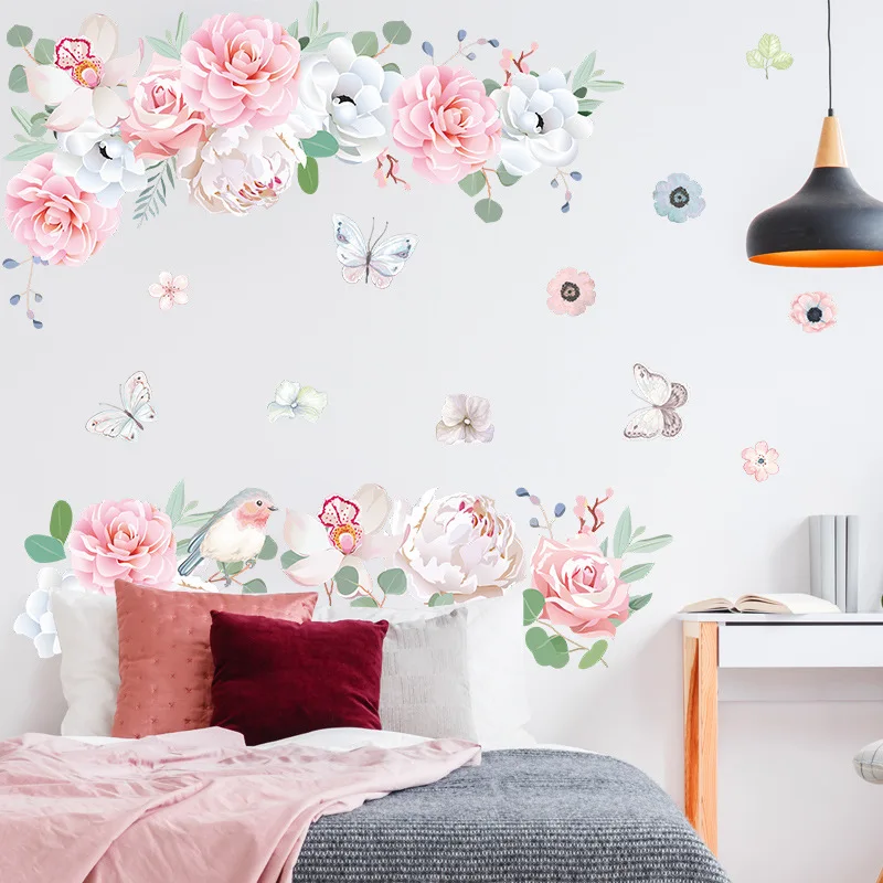 2 stücke neue kleine frische Blumen Schlafzimmer Wohnzimmer Eingang Schlafsaal Home Decoration Wand paste selbst klebend