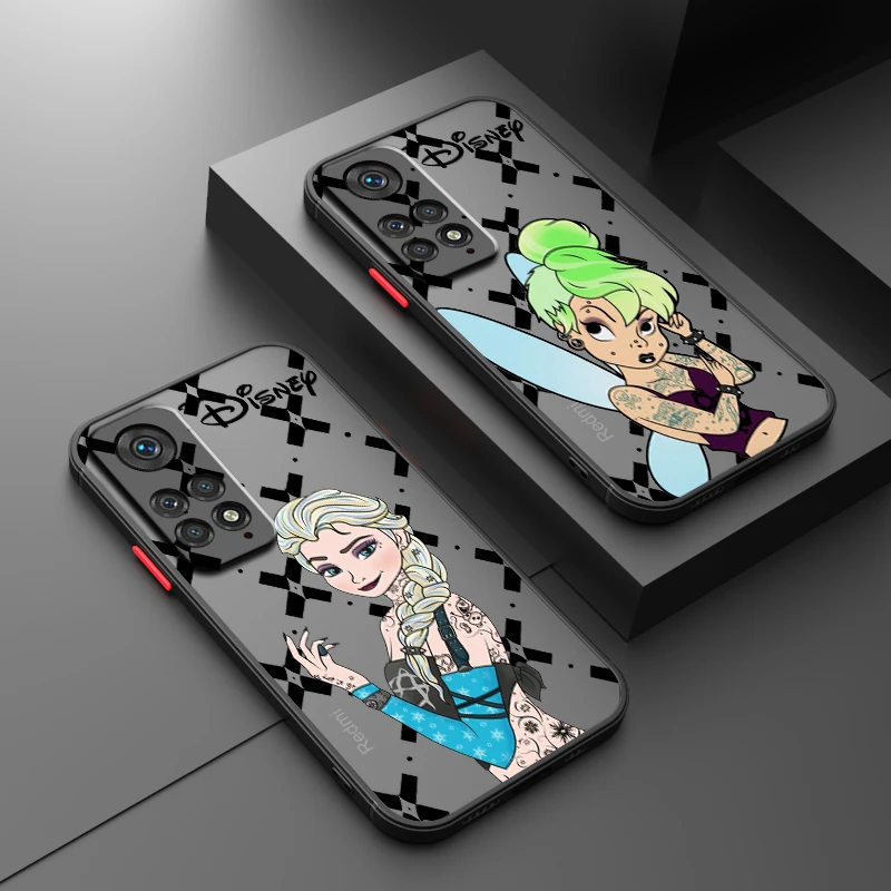 

Disney Princess Cartoon Cool Frosted Translucent For Redmi Note 13R 13 12 12S 12T 11 11T 11E 10 Pro Plus 5G Back Phone Case
