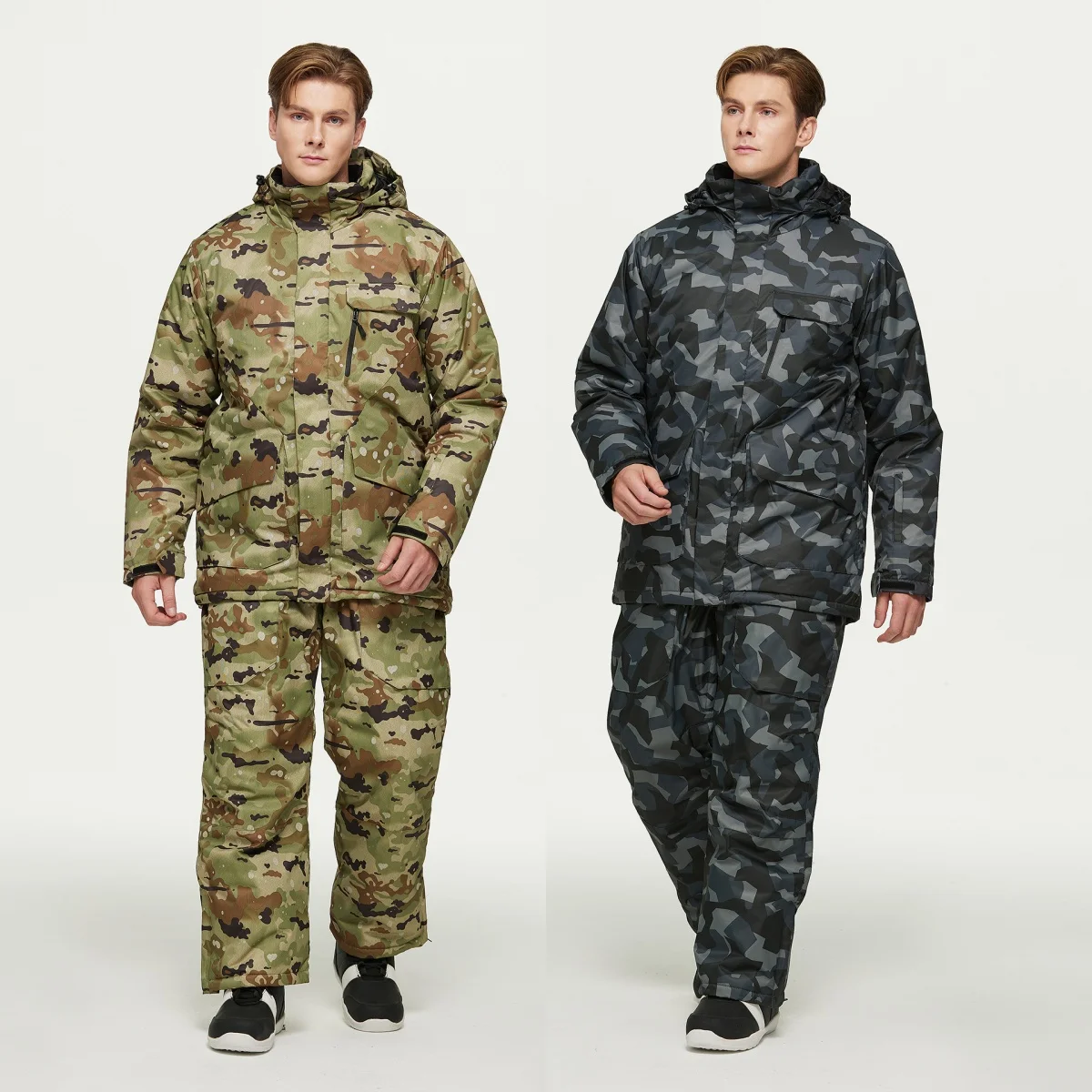 

New Men's Camouflage Ski Suit Waterproof Snowboarding Jacket Bib Pants Winter Snow Clothes Male Skiing and Snowboarding Sets