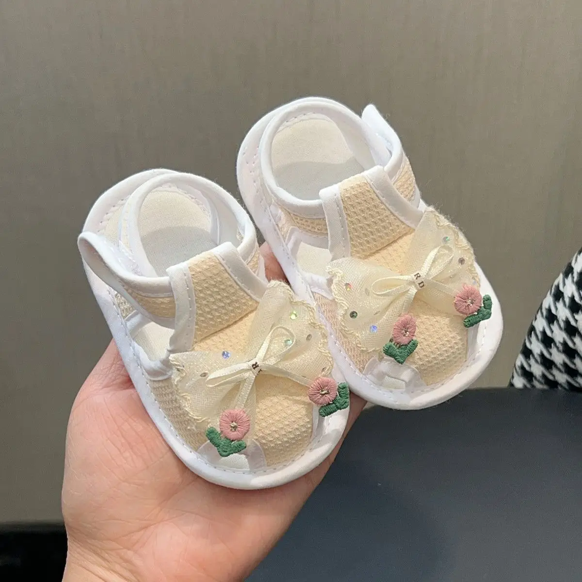 Baby Girls Walking Sandals 0-12 Months Summer Soft Sole Closed Toe Anti-Kick Infant Shoes
