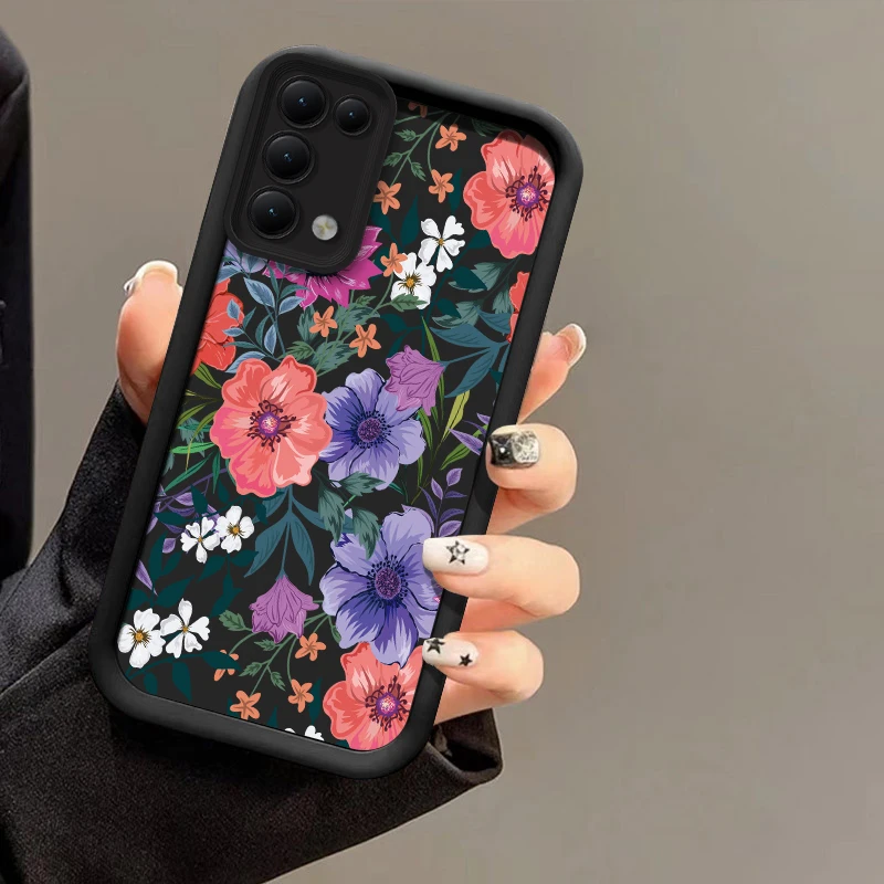 

Floral Print Phone Case For OPPO Reno 15 15F 14 13 Pro 12F FS 8T 5K 5F 5 Lite 11F 10 6 Pro Plus Matte Silicone Soft Cover