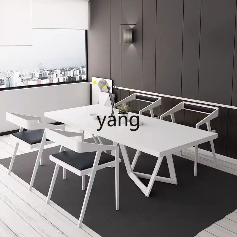 LXL Simple Solid Wood White Table and Chair Combination Fashion Workbench Minimalist Creative Table Personality