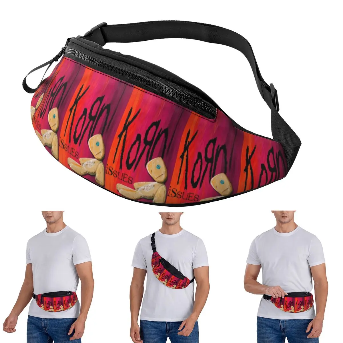 

Crossbody Waist Bag Korn Band Rock Men Women Fanny Pack Travel Running Money Phone Pouch