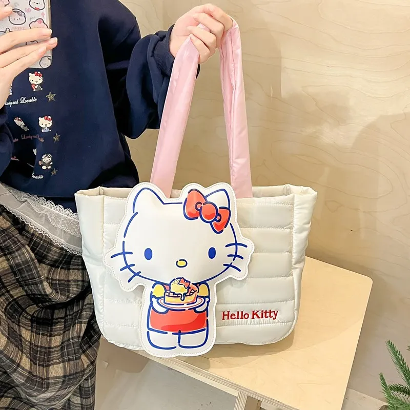 Hello Kittys Sanrios Crossbody Bag Handbag Cartoon Lovely Portable Tote Bag Girl's Heart High-Capacity Kawaii Cartoon Cloth Bag