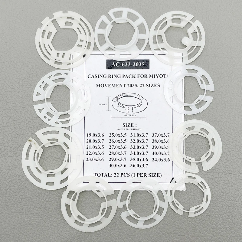 2035 Movement Spacers Ring Dia19-36mm Set of 22pcs Different Sizes Plastic Watch Movement Holder Spacer Ring for 2035 Movement