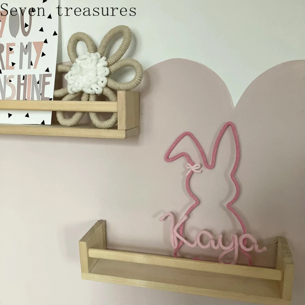

Personalized Name Pink Rabbit Decor Gift for Boys and Girls Children's Room Decor, Birthday Decorations, Room Beautification