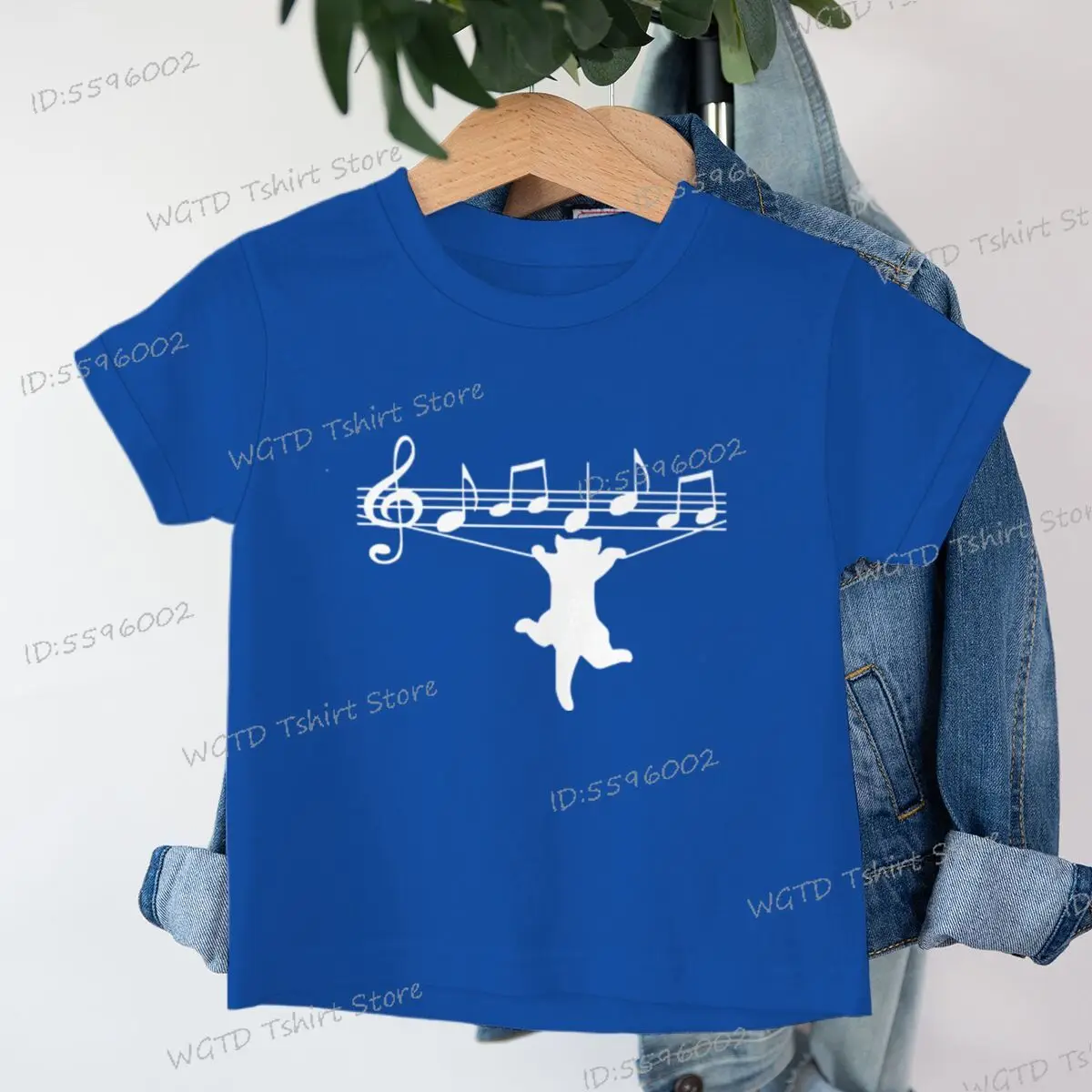 Luminous Cat Music Note Graphic Clothes Child Girl Boy Y2k Harajuku Animal  Cotton T-shirt Funny Graphic Cat Lover Streetwear