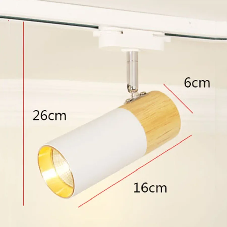 Luz de pista LED nórdica para interiores, foco de lámpara de riel de enfoque de madera, 10W, para tienda de ropa y restaurante, 1 unidad