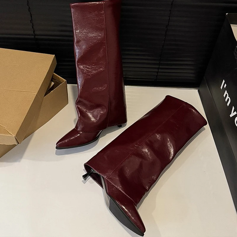 

Pointed Toe Women High Boots Sexy Stilettos Shoes Winter Elegant Retro Pumps Fashion Dress Woman Knee-high Botas 2025 Lady Shoes