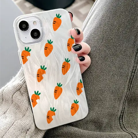 Coque de téléphone de luxe à paillettes motif carotte mignonne pour iPhone 17 Air 16 15 14 11 Pro Max 14 15 Plus X Xs 8 7 – Étuis de protection