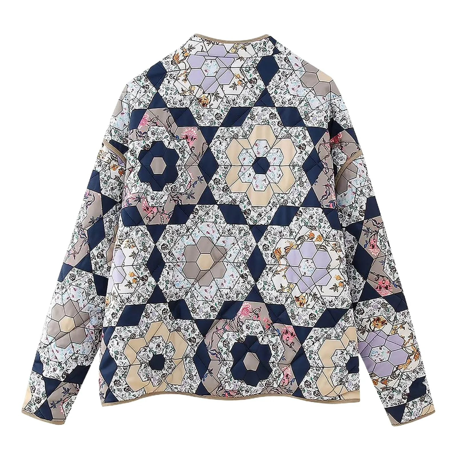 Chaqueta acolchada corta de algodón para mujer, cárdigan ligero con estampado Floral, ropa de calle, Parkas acolchadas