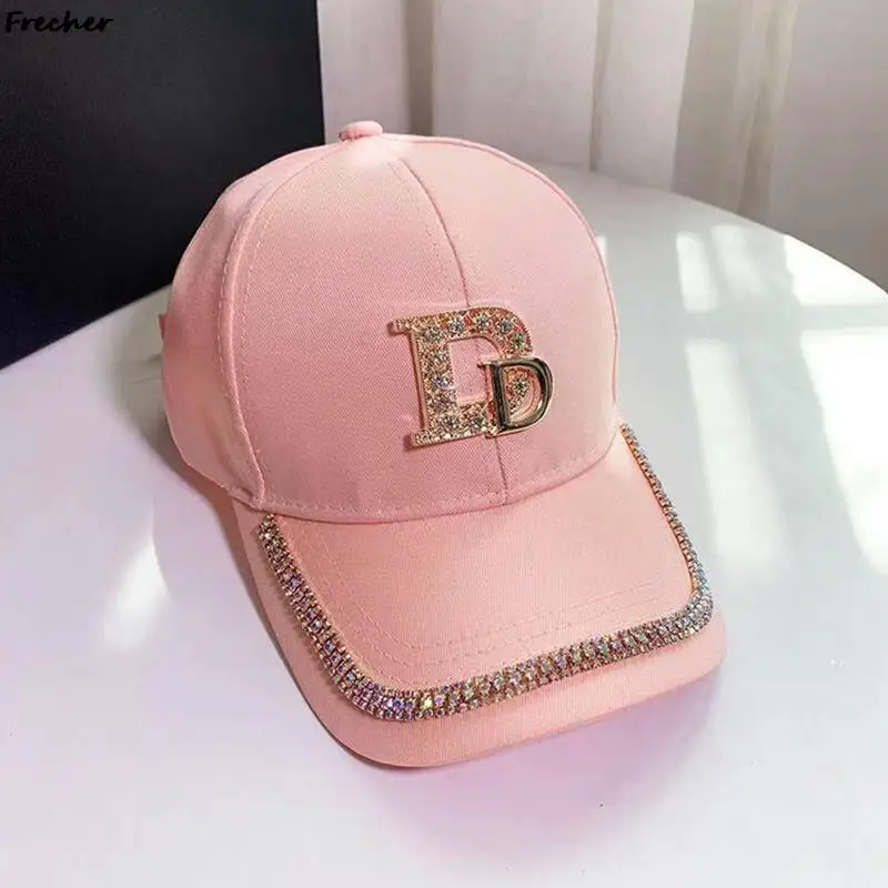 Hot Metal Sequins Sun Caps Diamond D Letter Visors Hats Blings Coins Baseball Cap Women Party Snapback Hat Summer Tennis Hat