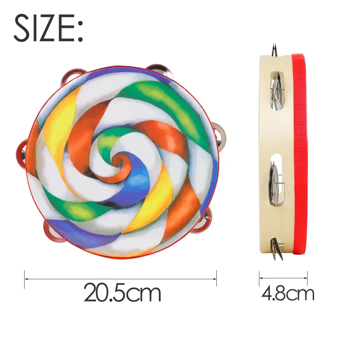 SLADE 8 بوصة الدف المهنية Handbell طبلة ذات يد الدف Panderos جرس الأناشيد لأداة قرع الرقص المسيحي