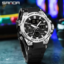 SAMDA G style Double Display Mens Quartz Watch Waterproof Chronograph Alarm Clock LED Digital Sports Electronics Wristwatch Male