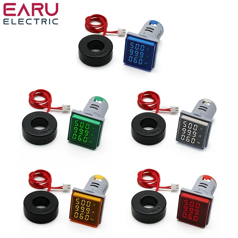 Imagem -03 - Digital Quadrado Led Voltímetro Amperímetro Hertz Medidor Luzes de Sinal Tensão Freqüência Atual Combo Medidor Indicador Tester ac 20500v