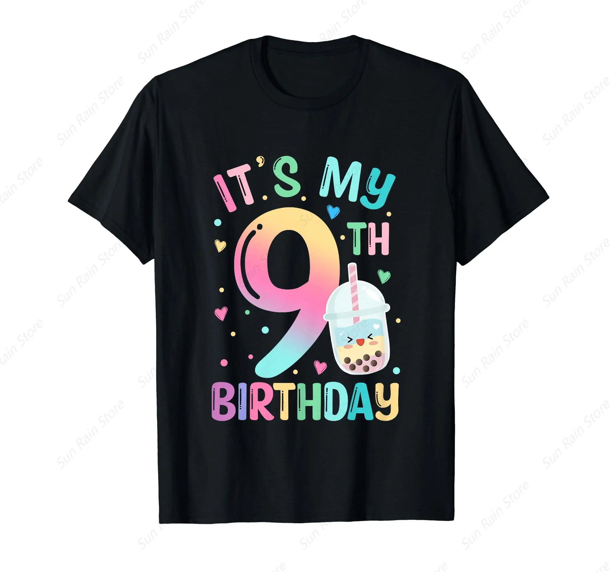 Bonita camiseta de cumpleaños de Boba Milk Tea, regalo de 9 años para niña