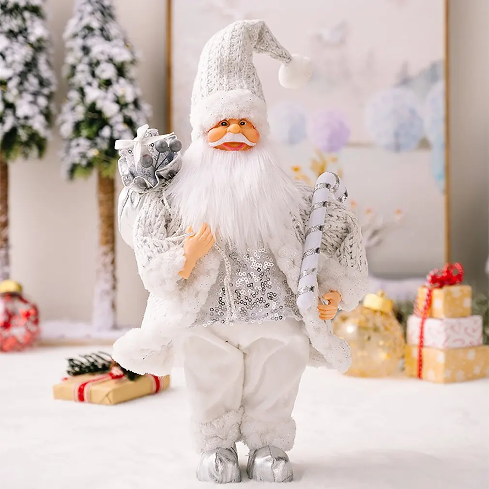 42cm Large Santa Claus Merry Christmas Decorations for Home Happy New Year 2023 Fabric Knitting Clothes Doll Window Decor