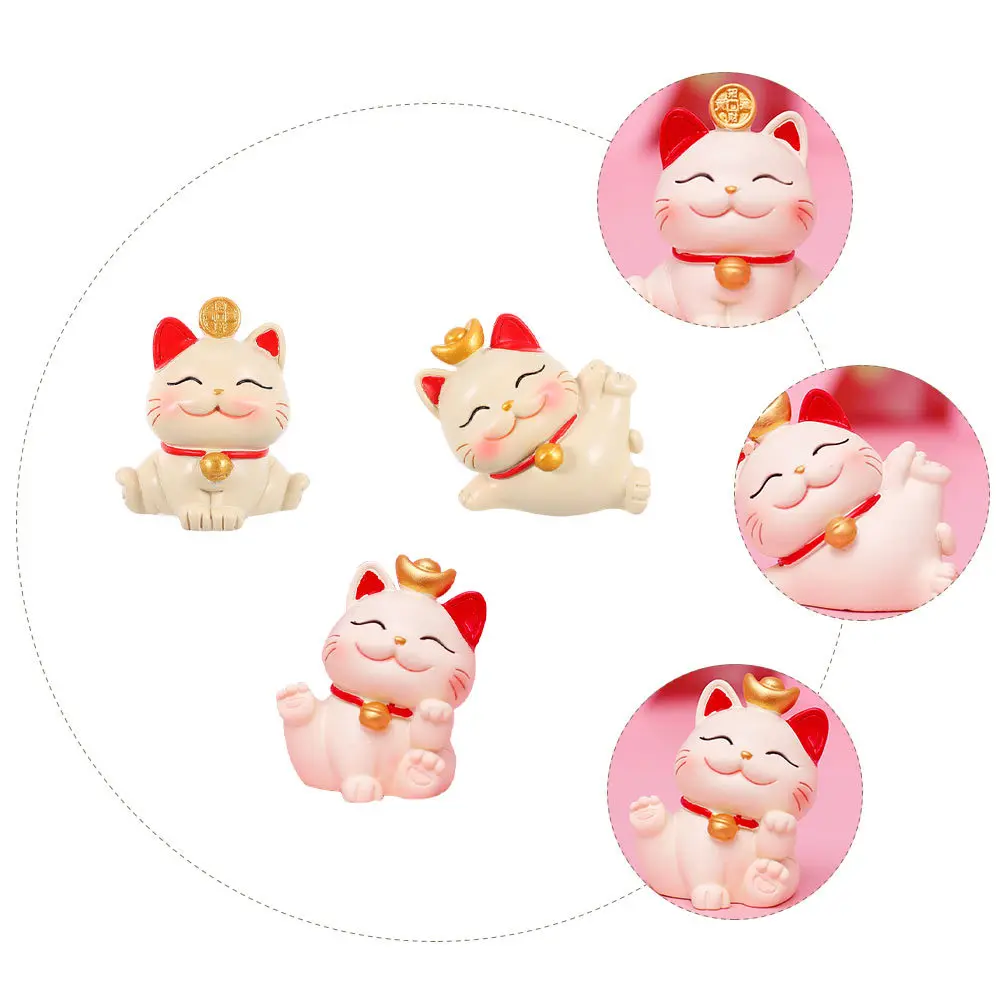 

3Pcs Cartoon Cat Design Ornaments Exquisite DIY Mini Decor for Desktop Cake Car Garden Scene Layout Desktop Decorations