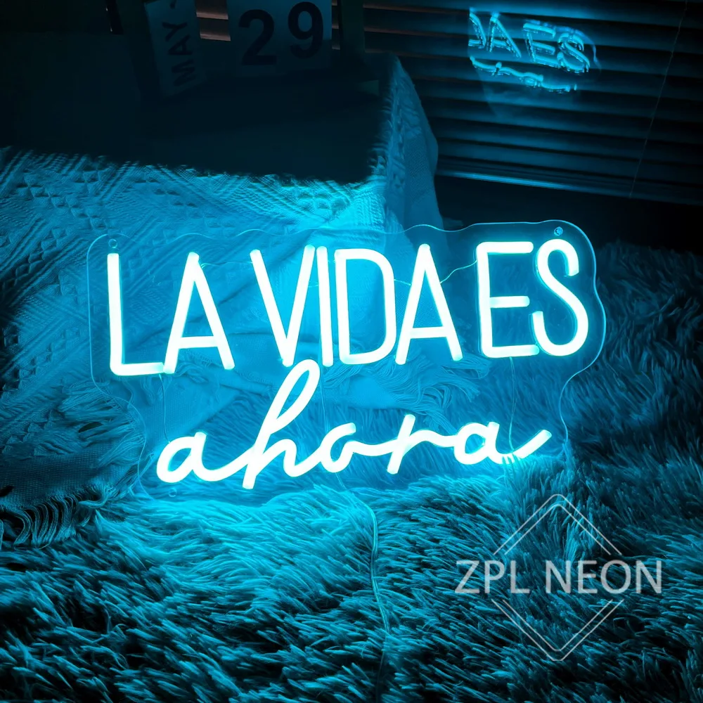 Custom Neon Signs LA VIDA ES Ahora Neon Light Signs Wedding Decor Party Bedroom  Room Decor Wall Hanging Neon LED Signs USB