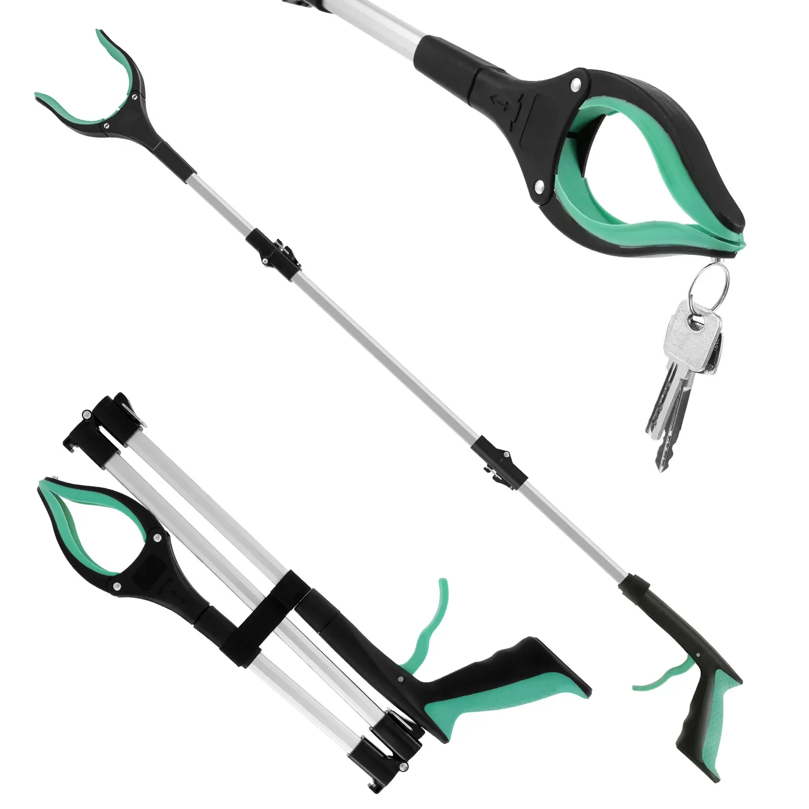 Litter Reachers Picker Portable Collapsible Garbage Grabber Pick Up Tools with Non-Slip Jaw Foldable Gripper Extender Hand Tools