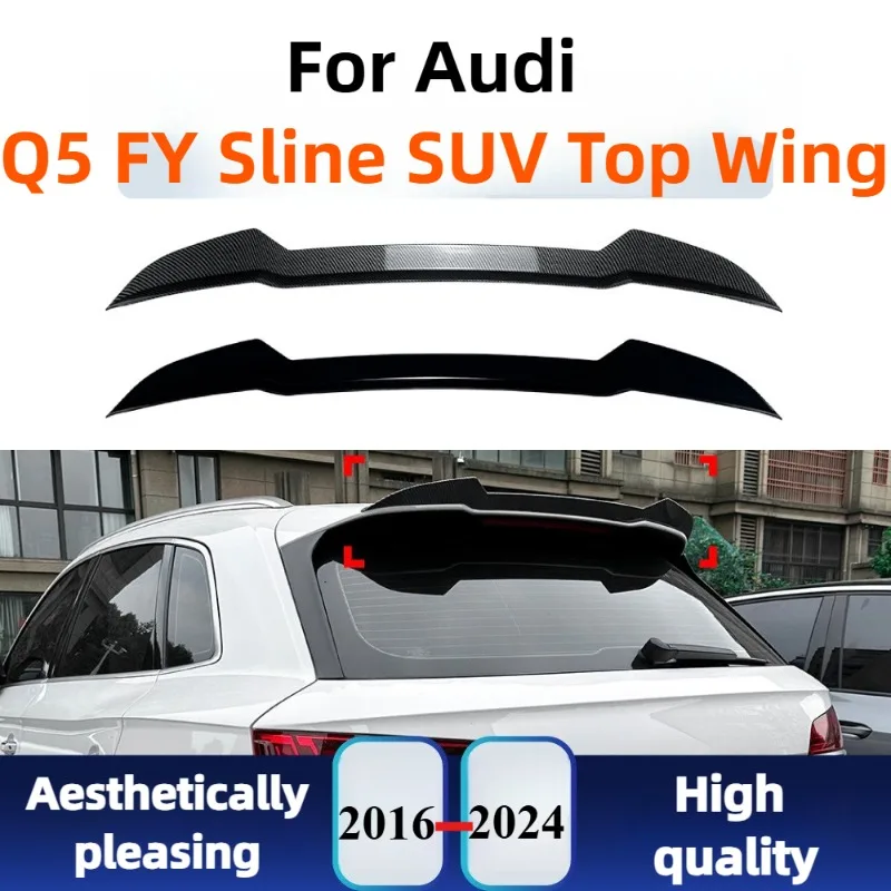 

For Audi Q5 FY Sline 2016-2024 Rear Roof Spoiler Wing Tail Lip Fin Air Diffuser ABS Black Exterior Modification Body Kit Trim