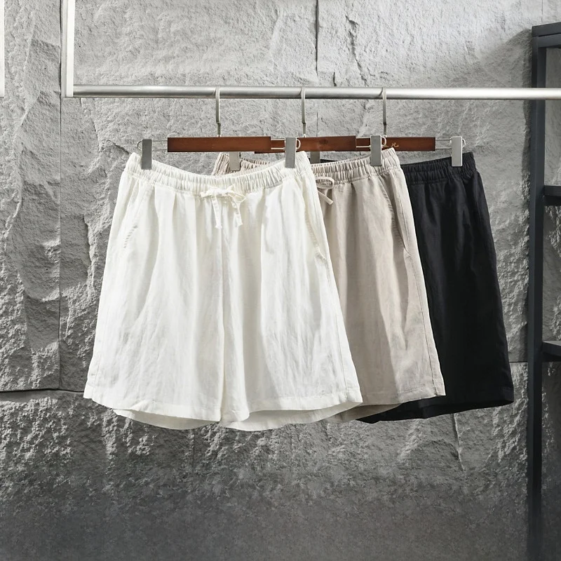 

Men's Summer Casual Cotton Shorts Breathable Moisture Wicking Thin Comfortable Drawstring Elastic Waist Versatile Straight Leg