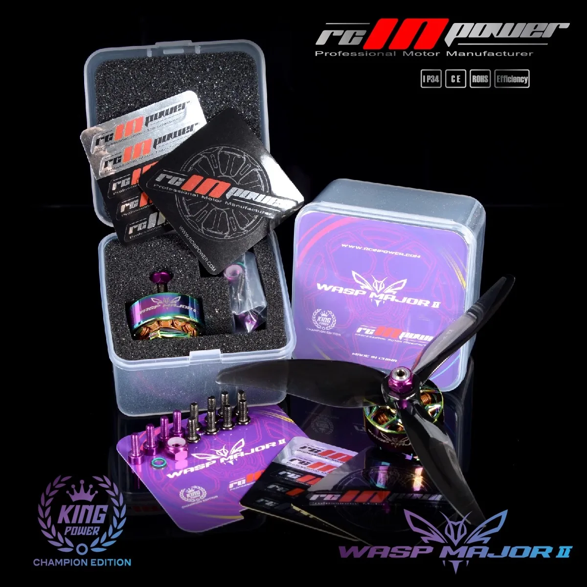 Motore brushless RCINPOWER WASP MAJOR II Colorful Champion Edition 2160KV FPV - Parti di aggiornamento per droni da corsa