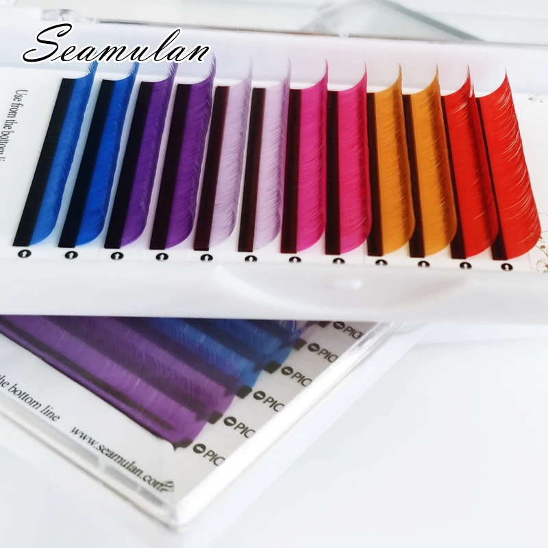 Mix Colors Rainbow Colored Eyelash Extension Faux Mink Color Eyelashes Colorful Eyelash Maquiagem Cilios