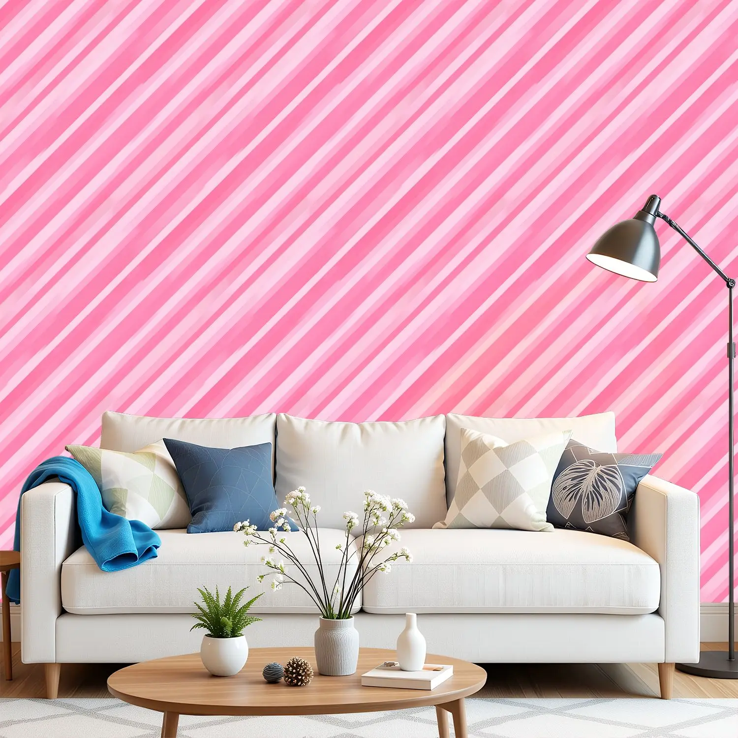 

Градиентные обои с розовыми полосками 22,83 "X 118" водонепроницаемые обои для гостиной/спальни/ванной комнаты, наклейка на стену из ПВХ