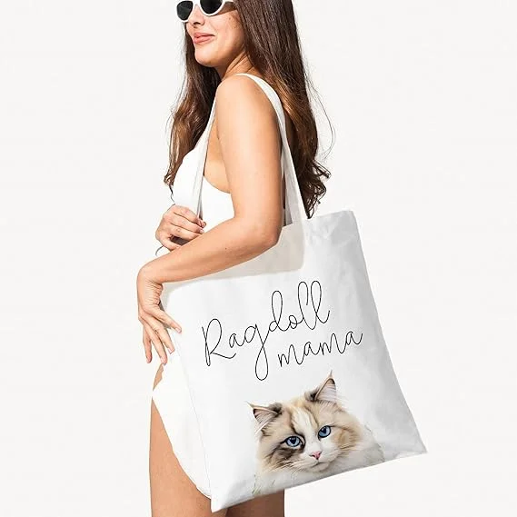 Cute Doggie Things Tote Bag Versatile Canvas Bag Shoulder Bag for College Students Women Casual Reusable Pet Shopping Handbag