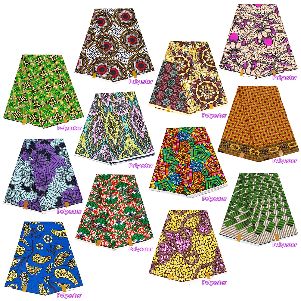 

DIY Sewing Fabric African Polyester Material Women Handworking Cloth ankala 6 Yards/lot S-2