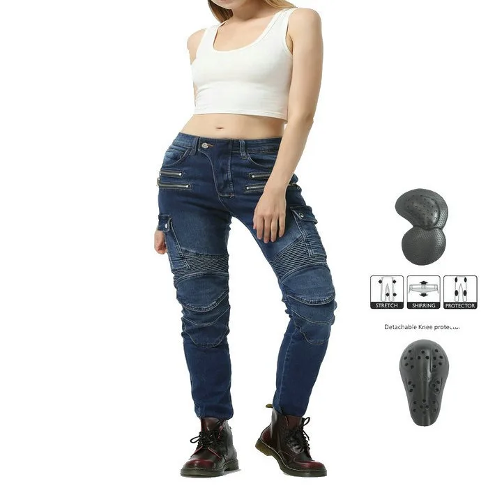 

LOONG BIKER women's Harley-style jeans, motorcycle riding casual motorcycle racing anti-drop pants, sweat-wicking cotton