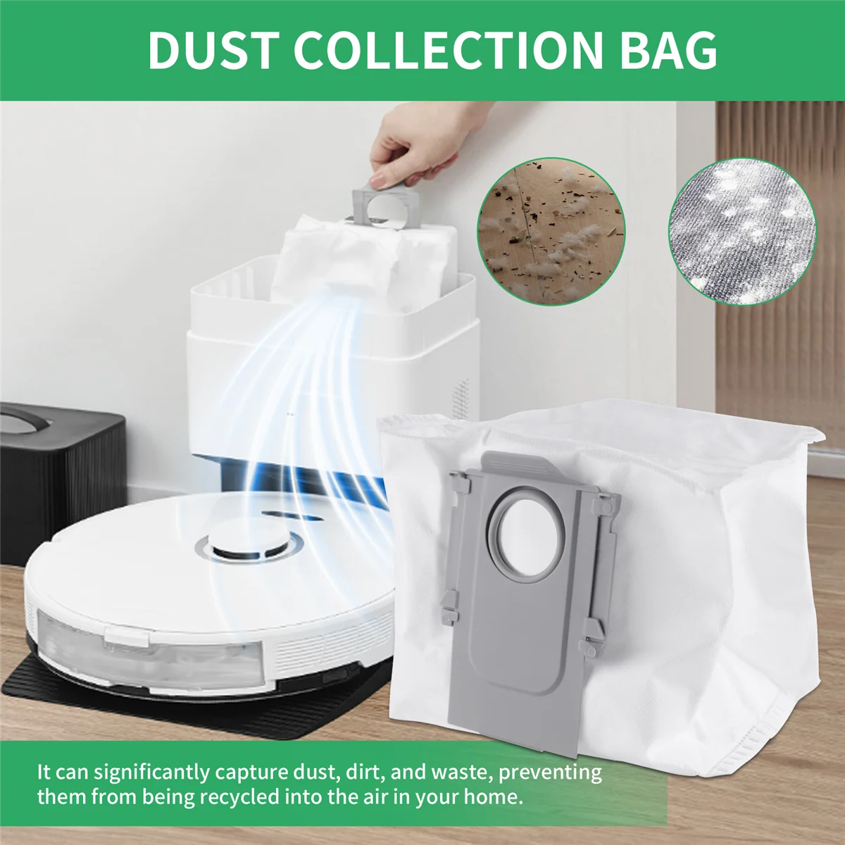 A92G 12 عبوة من أكياس الغبار لـ Max / Max+ / للمكنسة الكهربائية S7 MaxV Ultra/S7 Pro Ultra