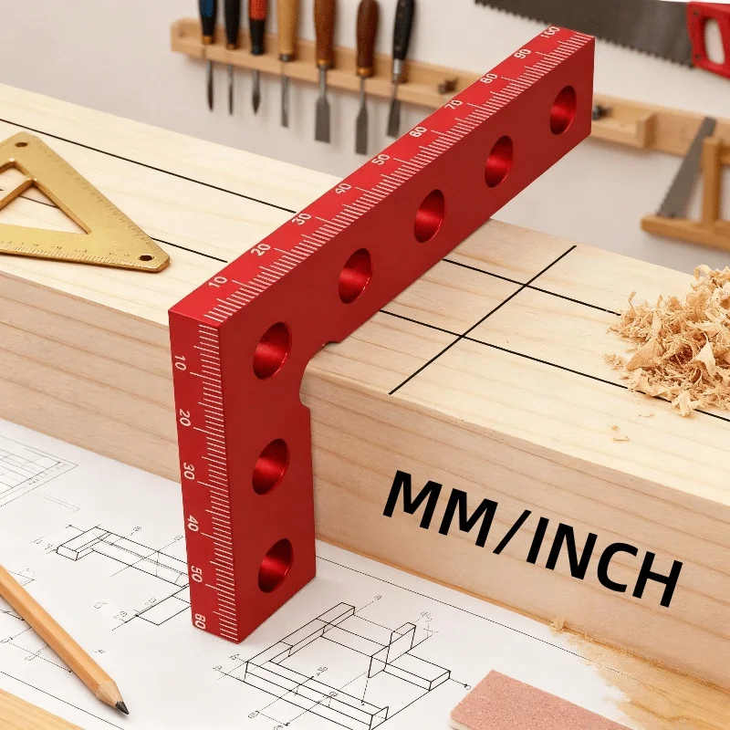

1pc/2pcs Woodworking Specific 90° Line Drawing L Square Ruler, Aluminum Drawing Line Tool Durable Precision Square Portable Tool