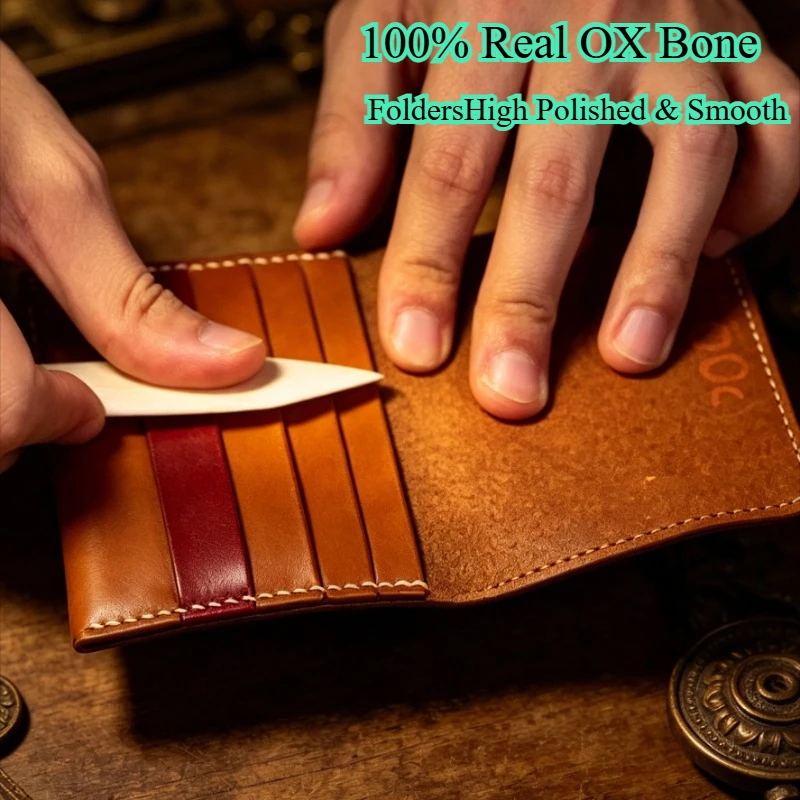 Herramienta de plegado y hendido de cuero 100% de hueso de buey, para manualidades, plegador de papel, pulidor de hueso para encuadernación, raspador para hacer tarjetas y proyectos DIY