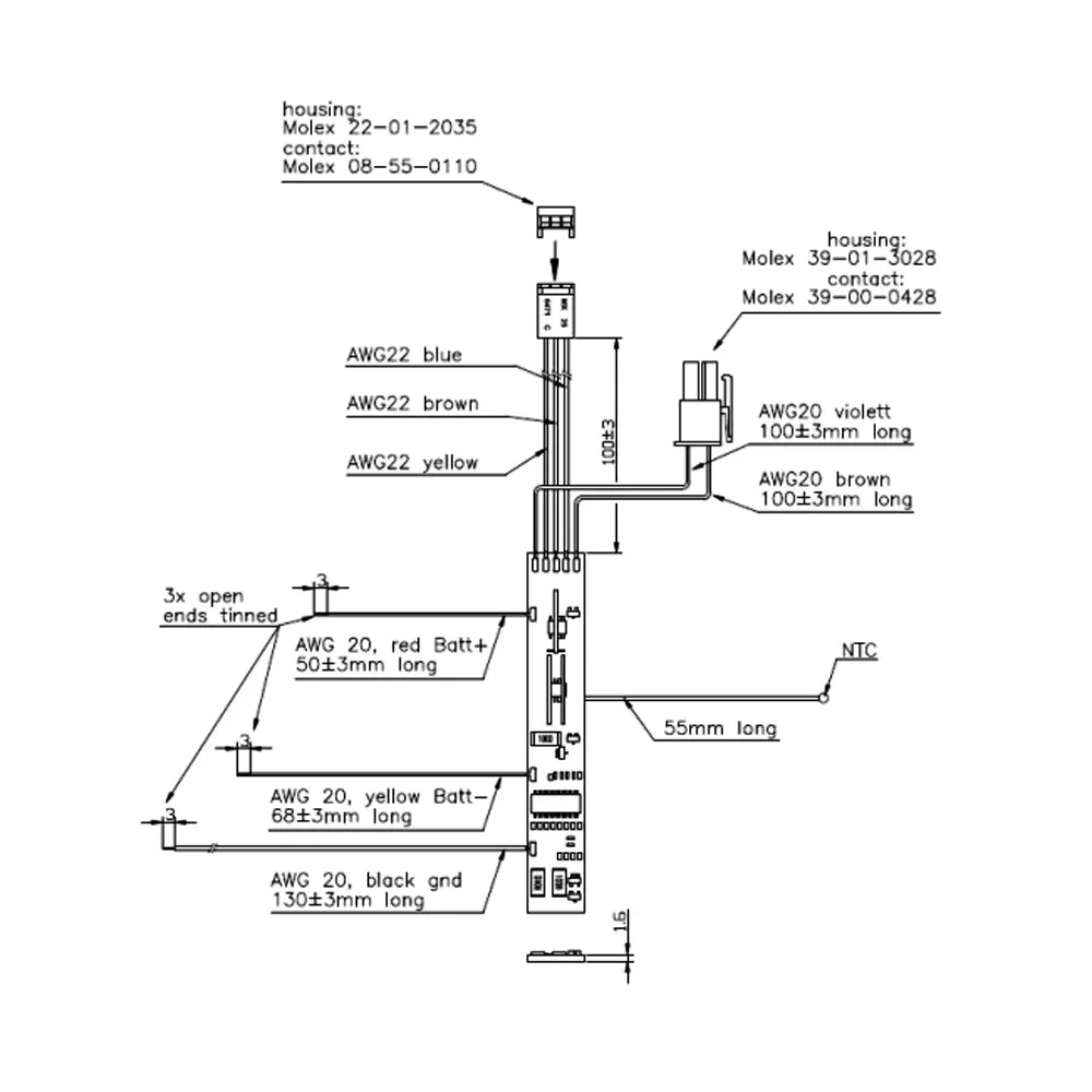 0180-3146/BW-P05 Customized PCM BMS Protection Circuit Module for Li-ion Li-polymer Battery Pack