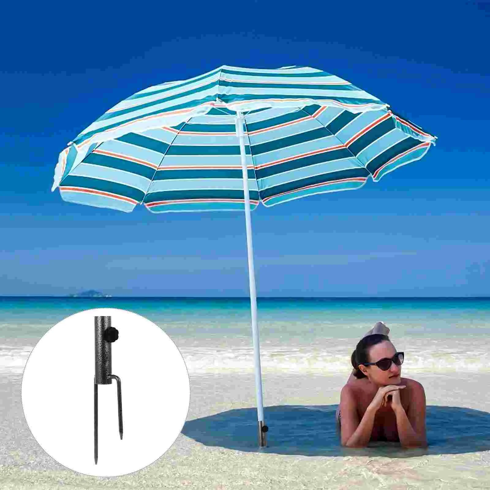 

Ground Plug Solid Umbrella Stand Flag Pole Anchor Beach Sand Metal Base Holder Plastic Sun