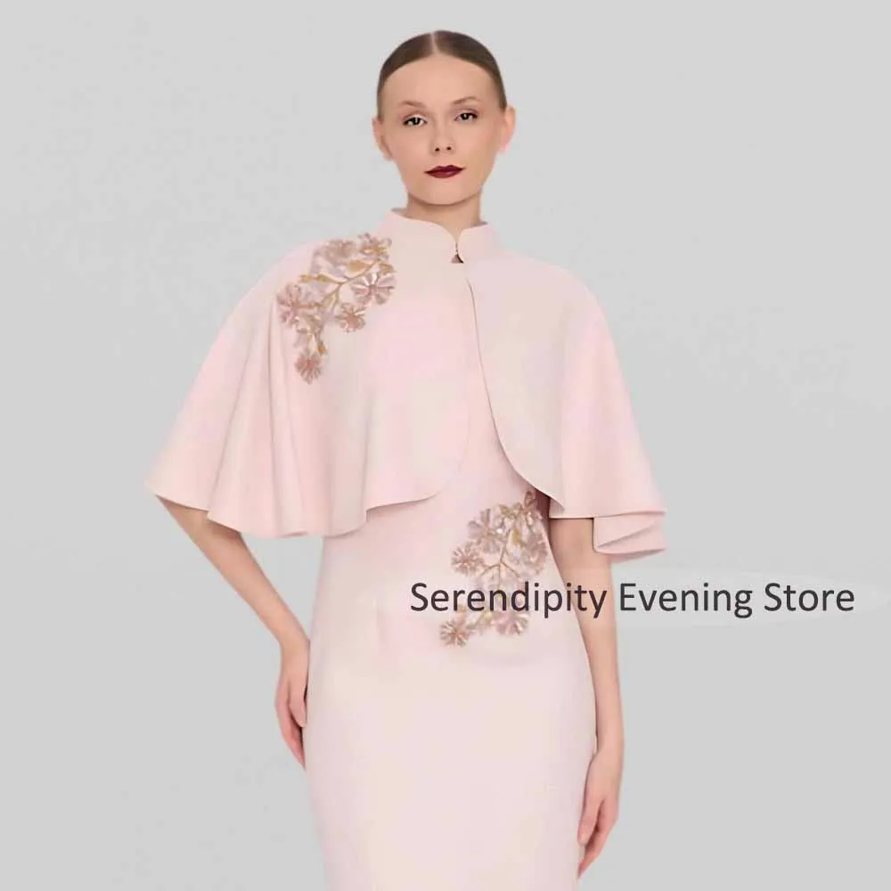 Elegante Kleider für die Brautmutter für Hochzeiten, Perlen-Umhang, hoher Kragen, Hochzeitsgast-Kleider für Frauen 2022, formelles Meerjungfrau-Kleid – Detail 3